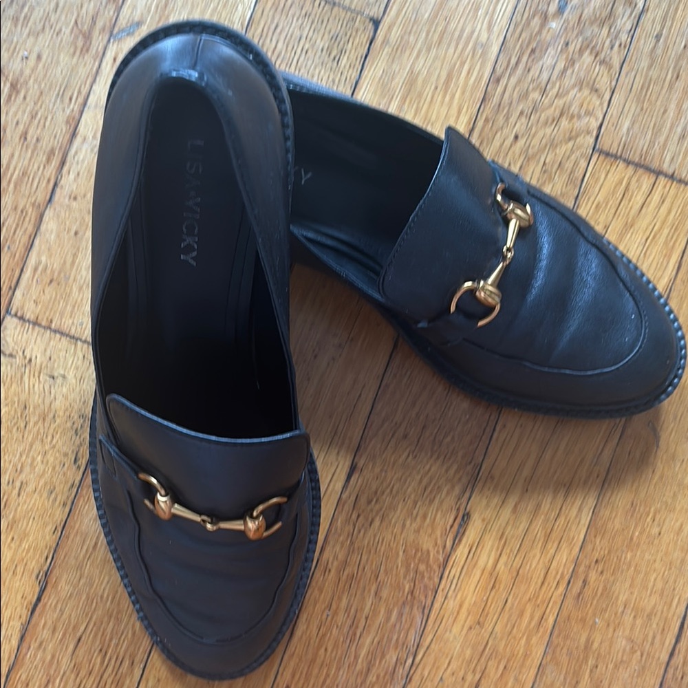 Black Leather Loafers Gold Horsebit Classic Women’s Size [7.5] Gucci inspired